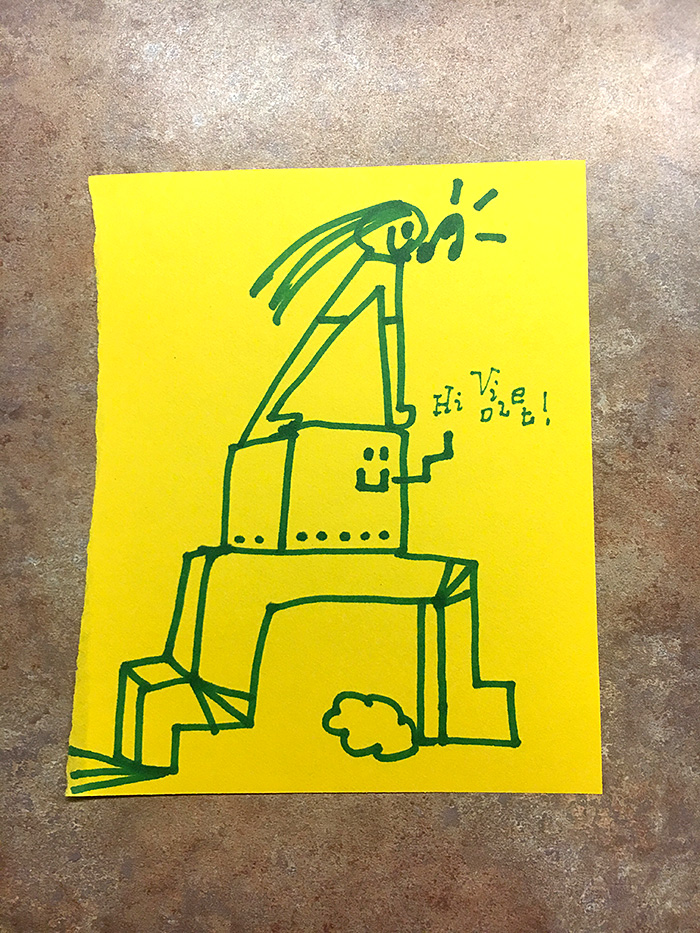 lunch note of weird drawing