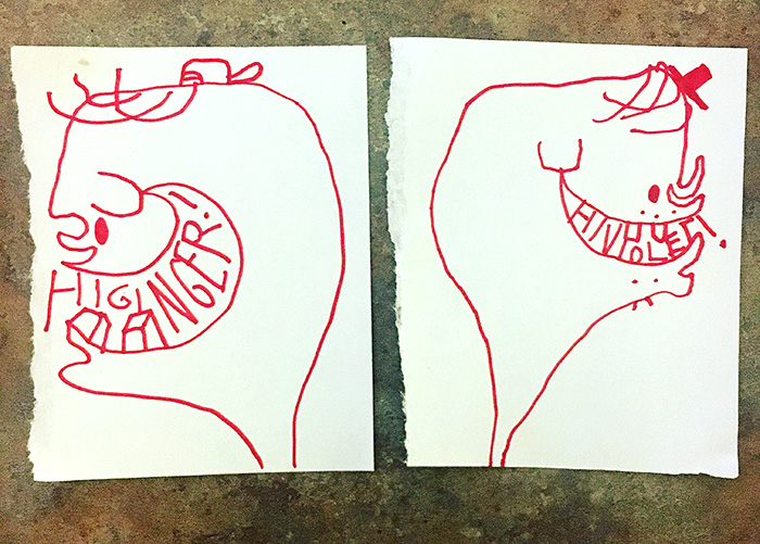 lunch note of weird drawing