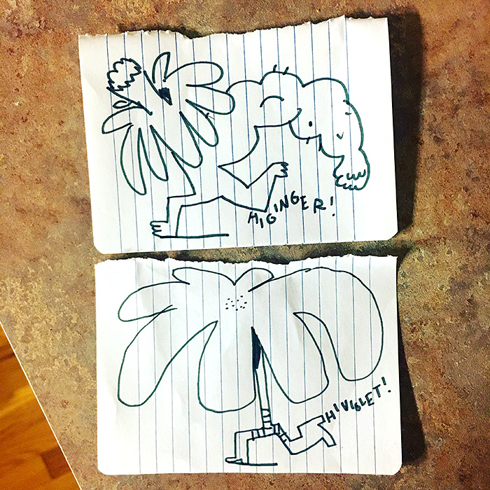 lunch note of weird drawing