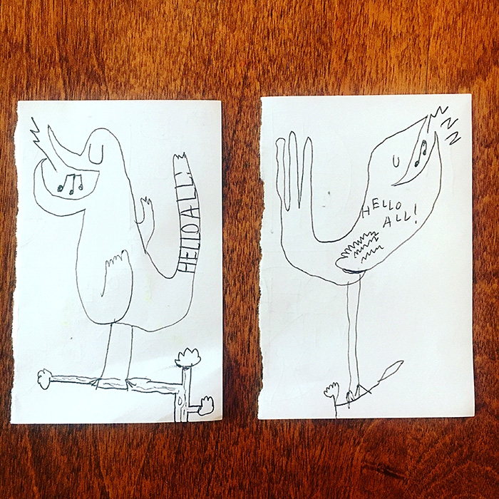 lunch note of weird drawing