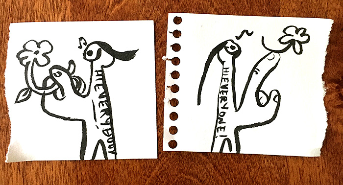 lunch note of weird drawing