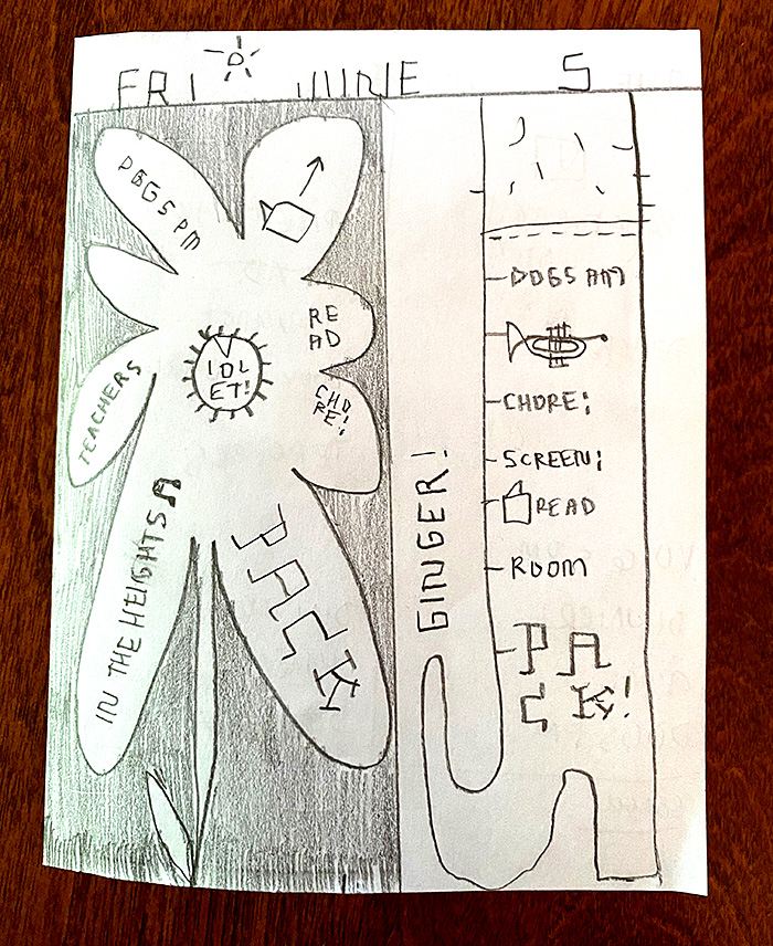 lunch note of weird drawing