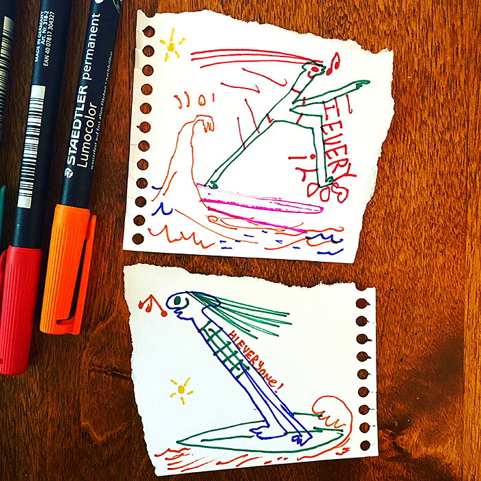 lunch note of weird drawing