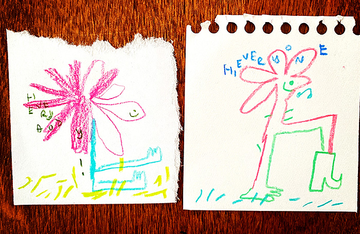 lunch note of weird drawing