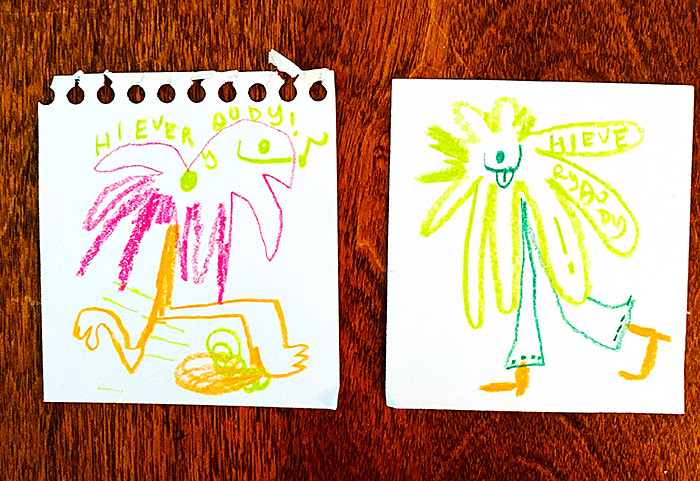lunch note of weird drawing