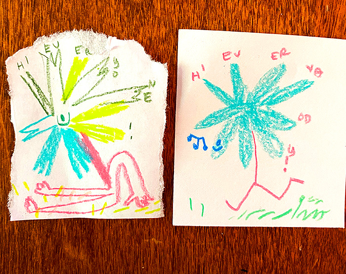 lunch note of weird drawing