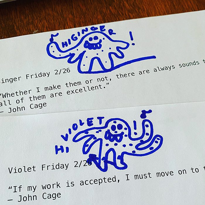 lunch note of weird drawing