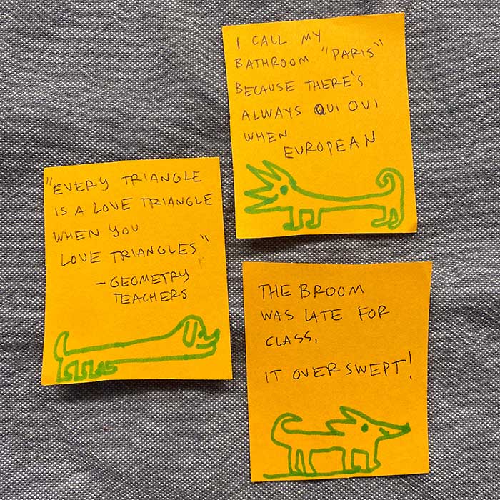 lunch note of weird drawing