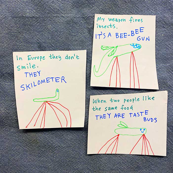 lunch note of weird drawing