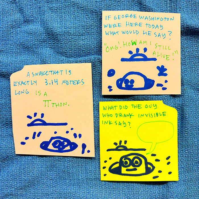 lunch note of weird drawing