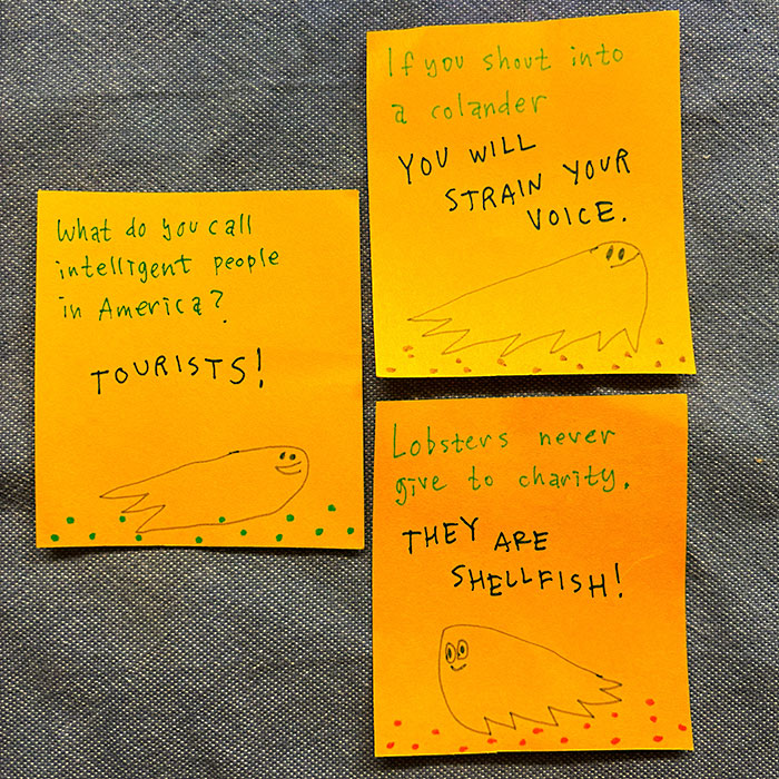 lunch note of weird drawing