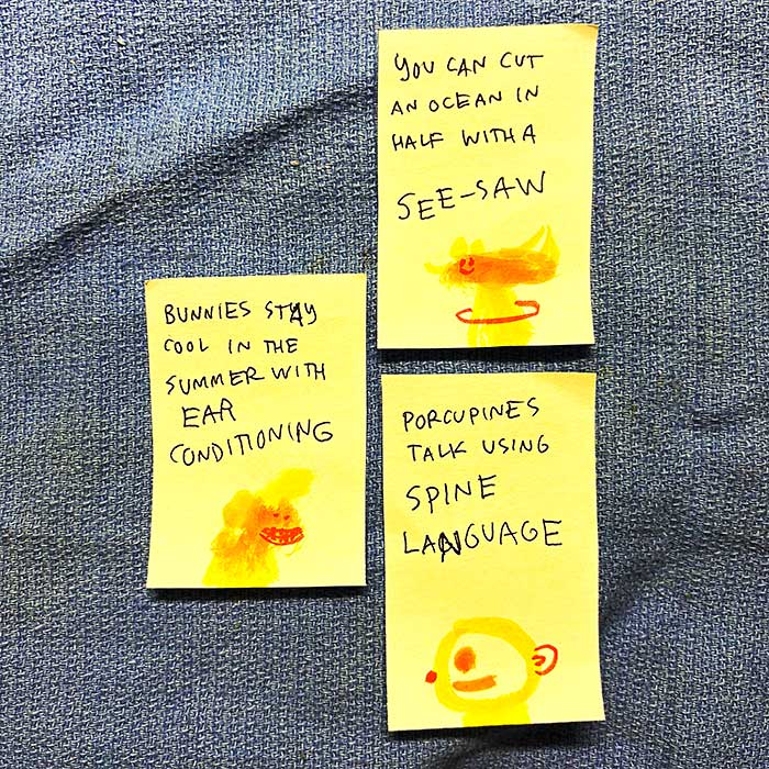 lunch note of weird drawing