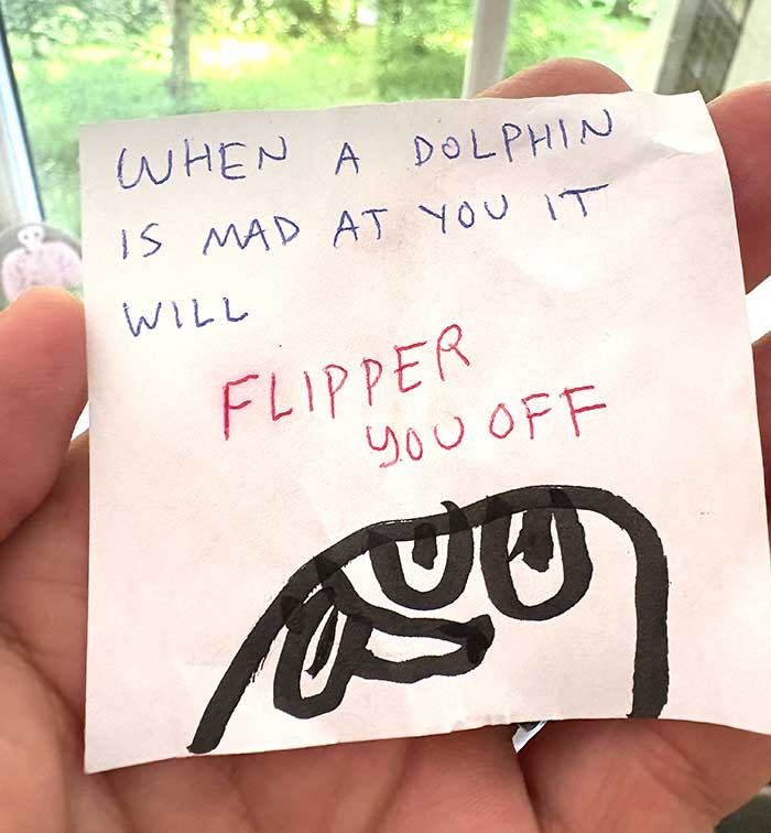 lunch note of weird drawing