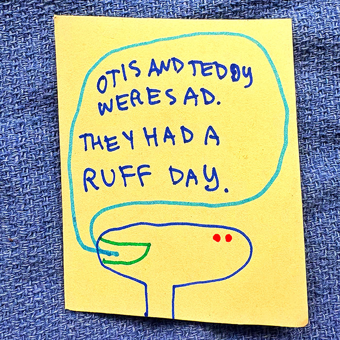 lunch note of weird drawing
