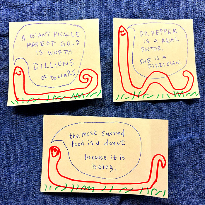 lunch note of weird drawing