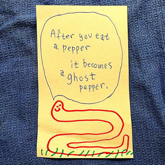 lunch note of weird drawing