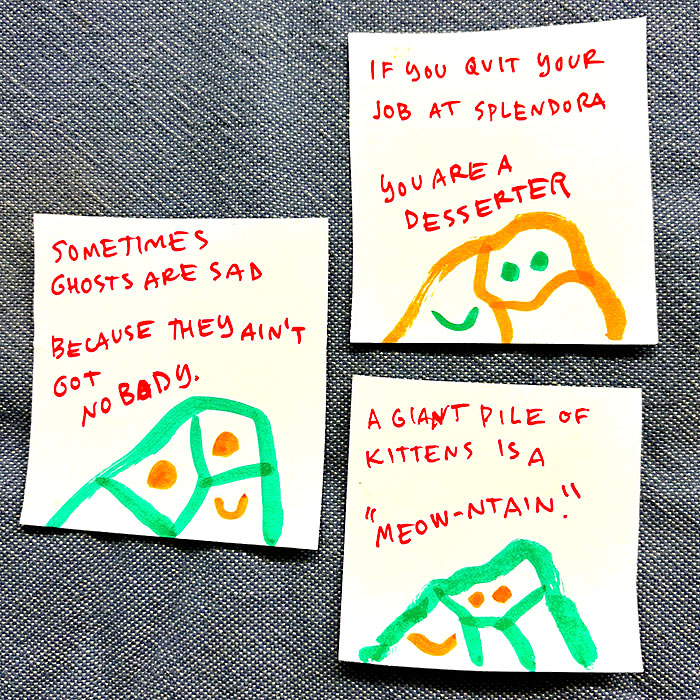lunch note of weird drawing