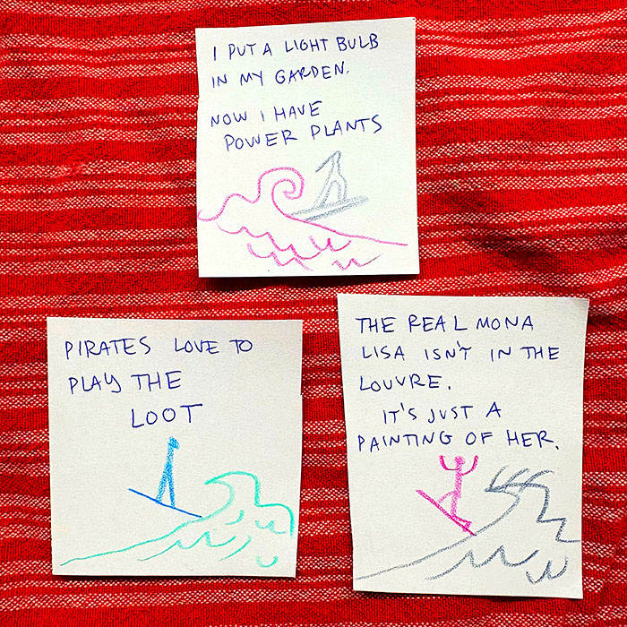 lunch note of weird drawing