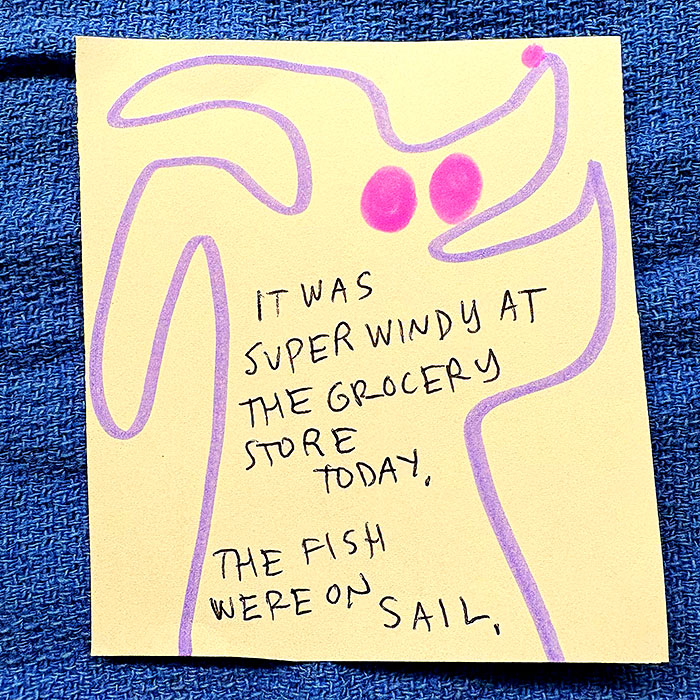 lunch note of weird drawing