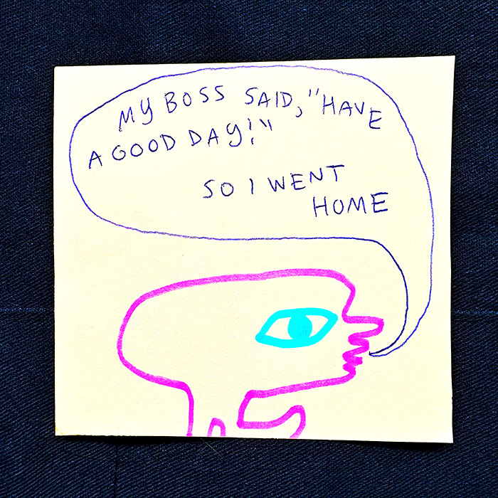 lunch note of weird drawing