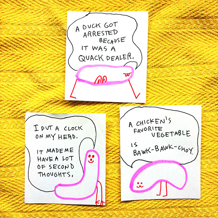 lunch note of weird drawing