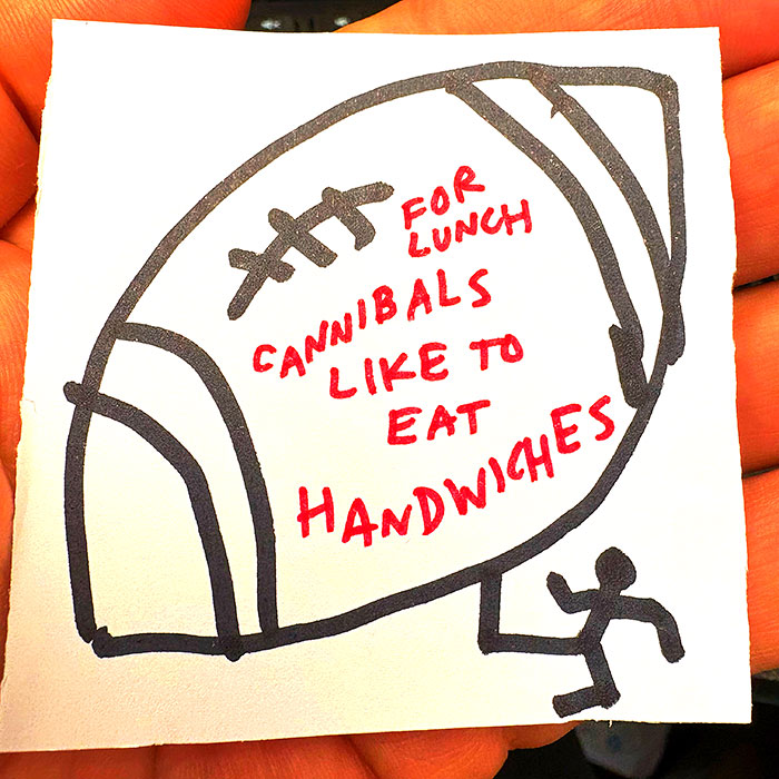 lunch note of weird drawing