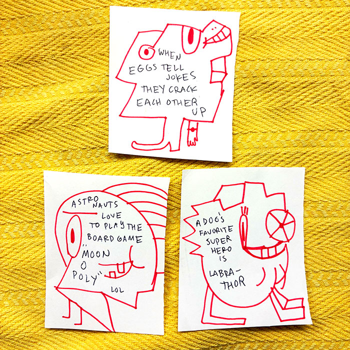 lunch note of weird drawing