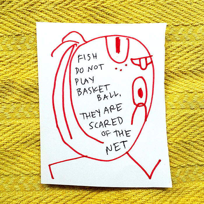 lunch note of weird drawing