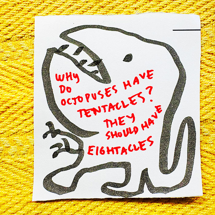 lunch note of weird drawing