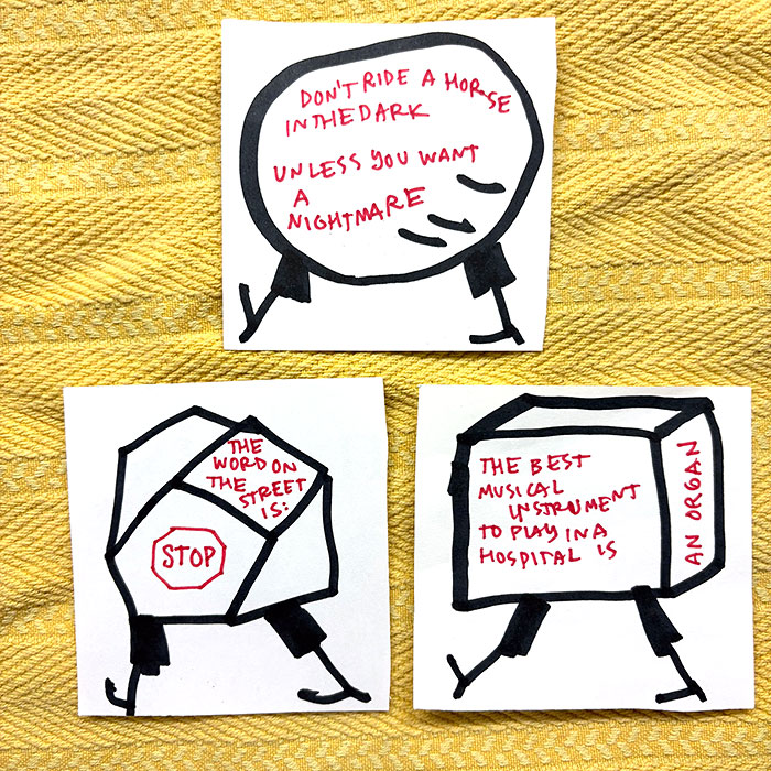 lunch note of weird drawing