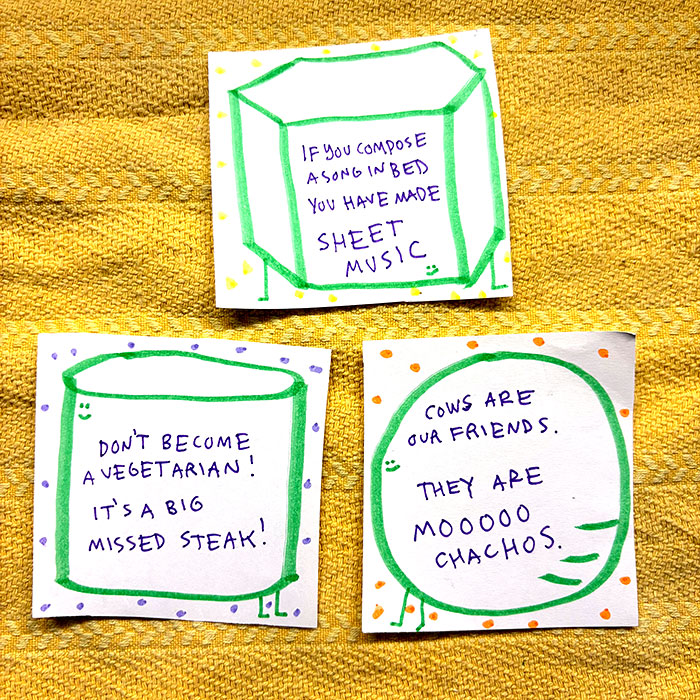lunch note of weird drawing