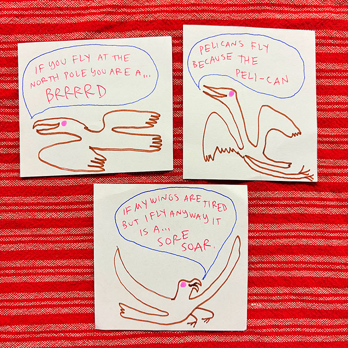 lunch note of weird drawing