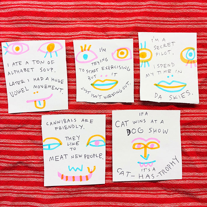 lunch note of weird drawing