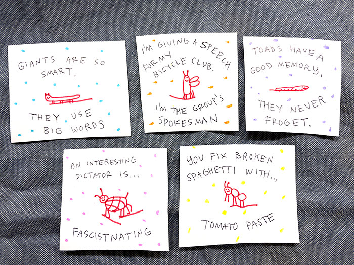 lunch note of weird drawing
