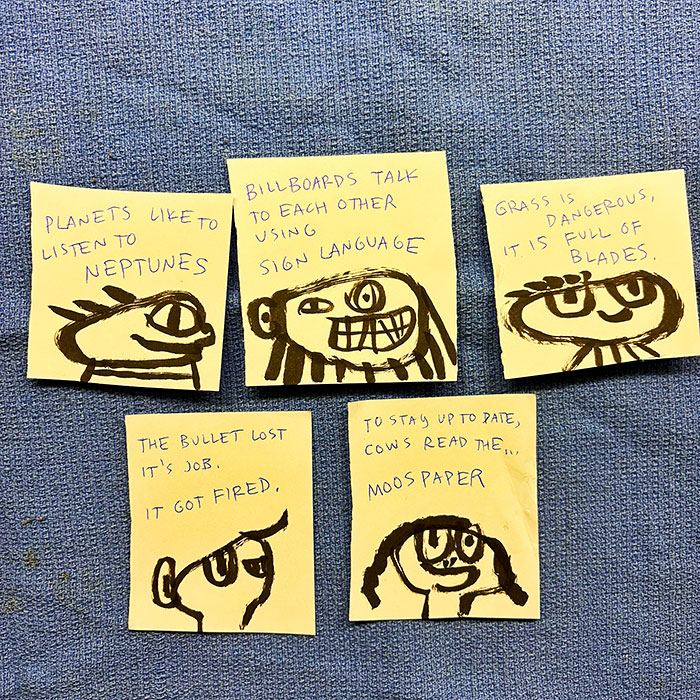 lunch note of weird drawing