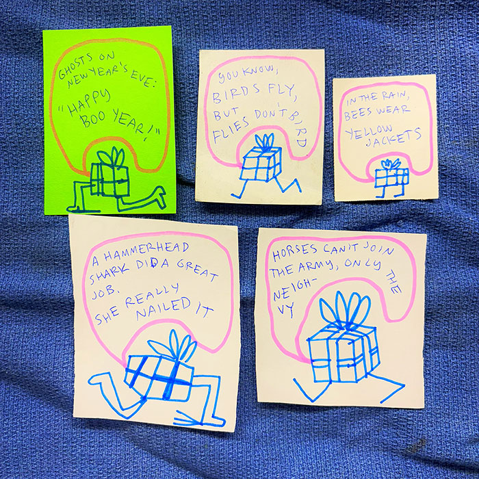 lunch note of weird drawing