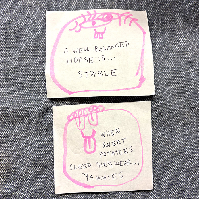 lunch note of weird drawing