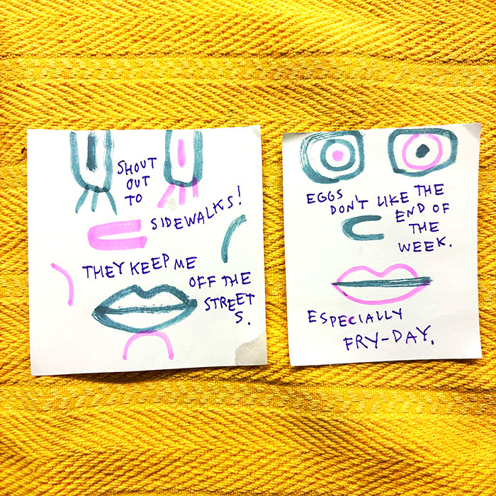 lunch note of weird drawing