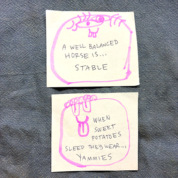 lunch note of weird drawing