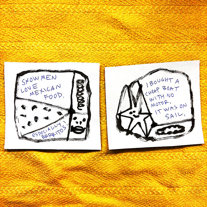 lunch note of weird drawing