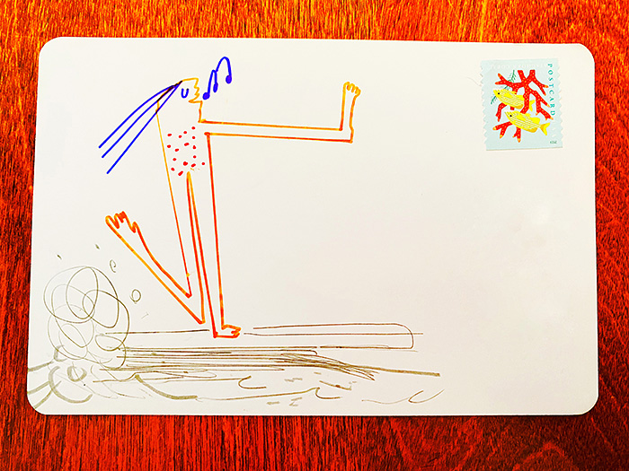 Postcard drawing sent to send cheer