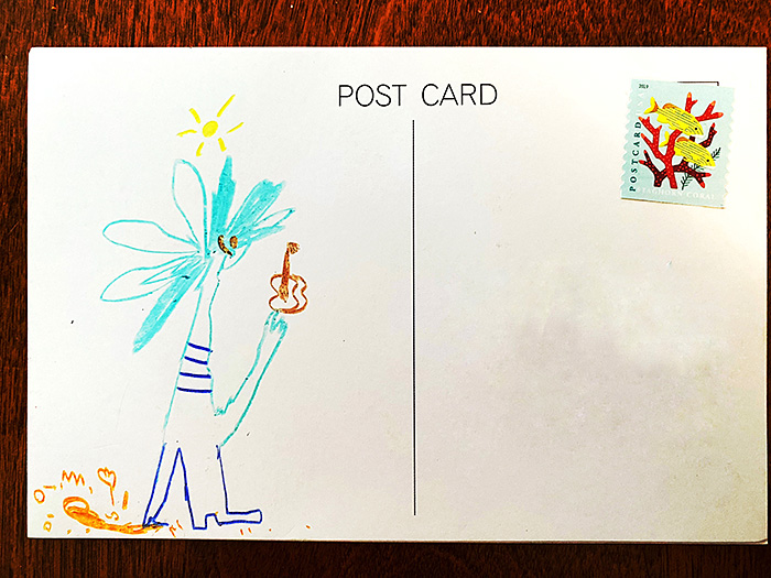 Postcard drawing sent to send cheer