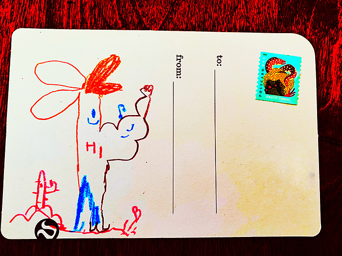 Postcard drawing sent to send cheer