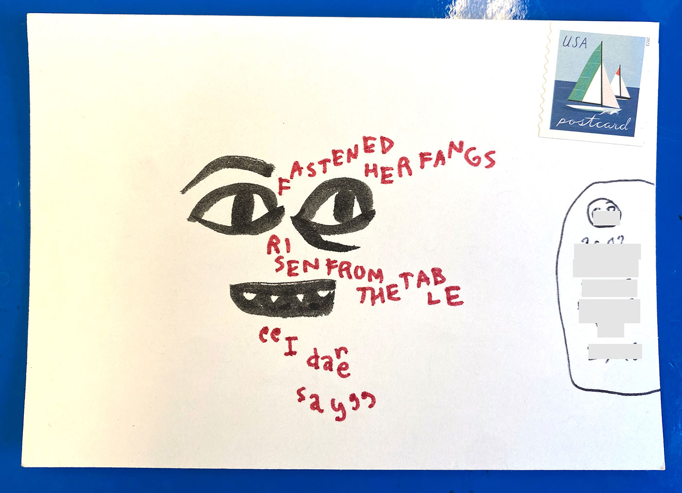 Postcard drawing sent to send cheer