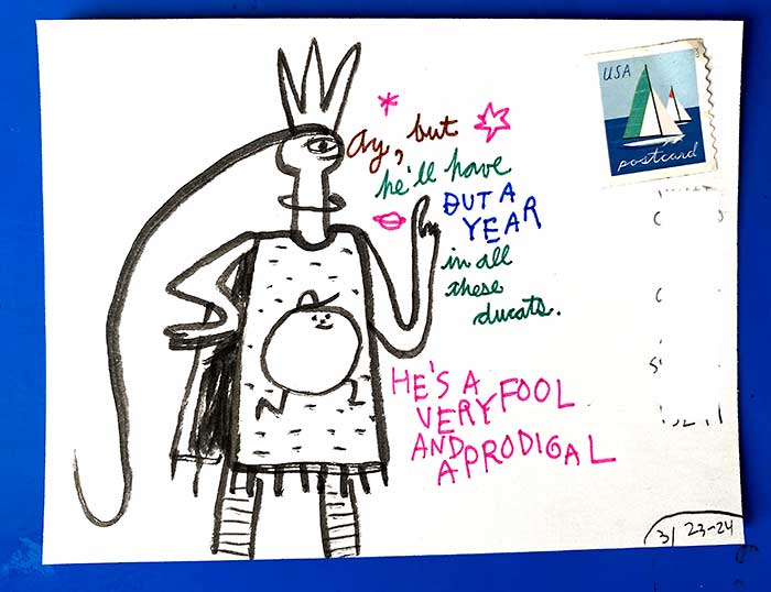 Postcard drawing sent to send cheer