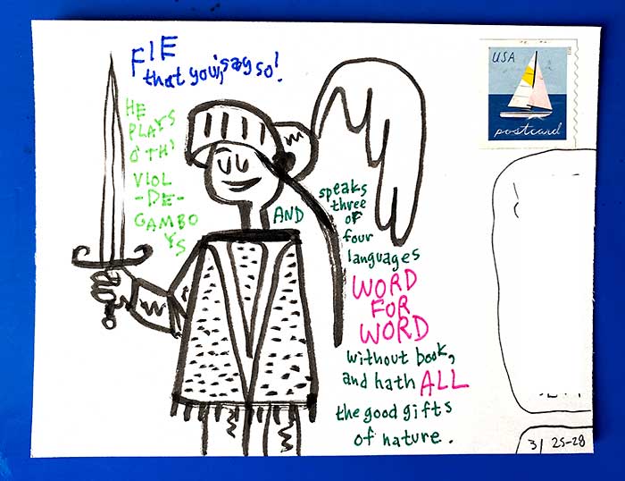 Postcard drawing sent to send cheer