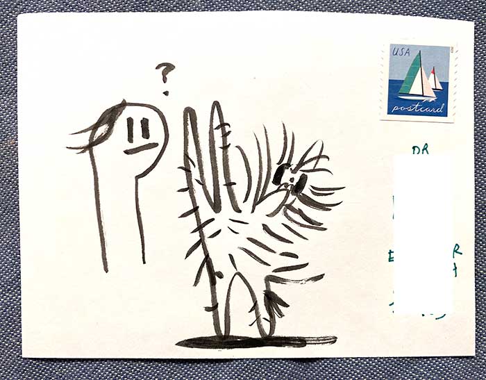 Postcard drawing sent to send cheer