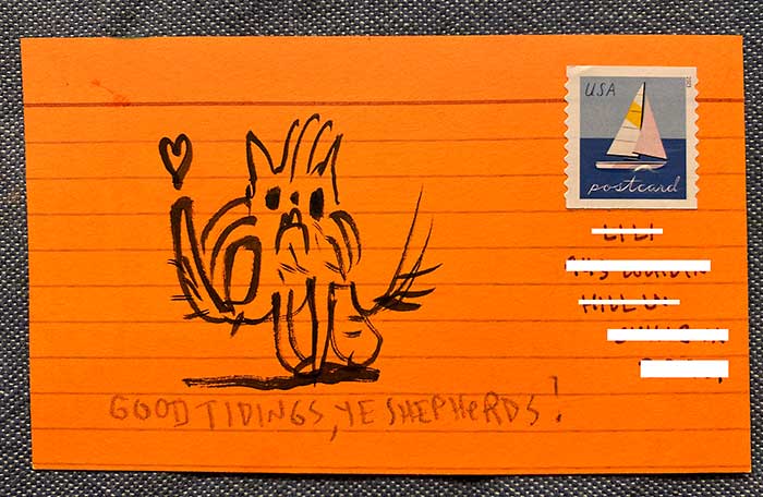 Postcard drawing sent to send cheer