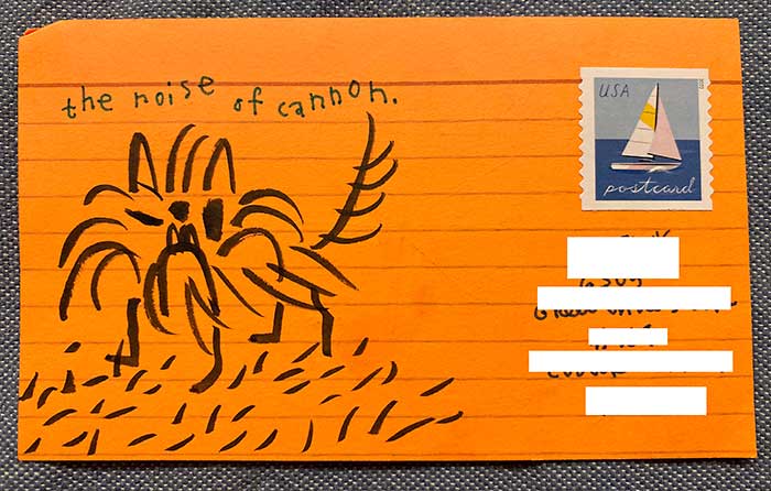 Postcard drawing sent to send cheer