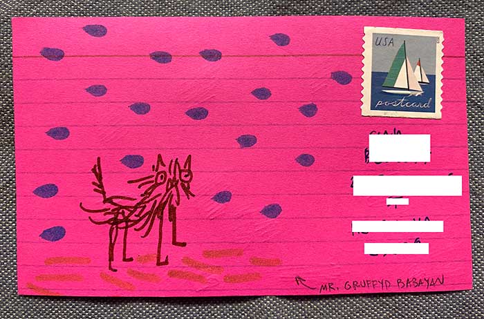 Postcard drawing sent to send cheer